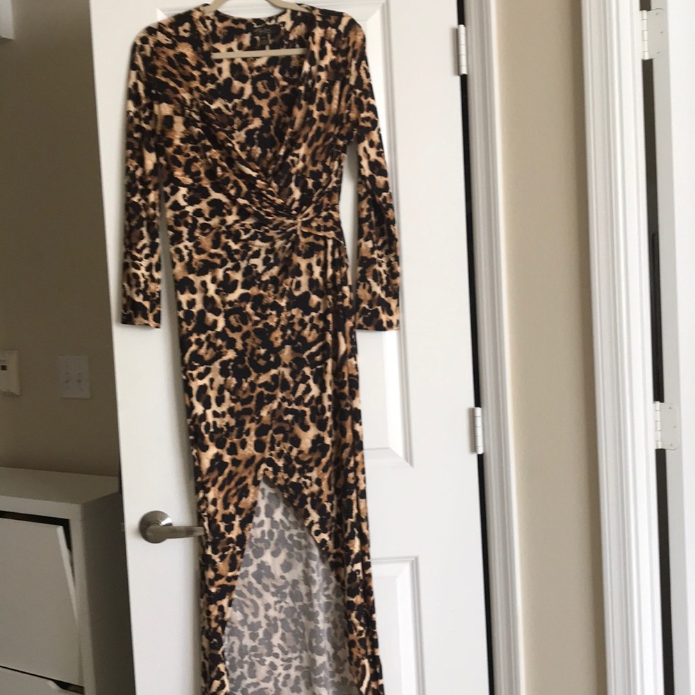 Animal print high low dress